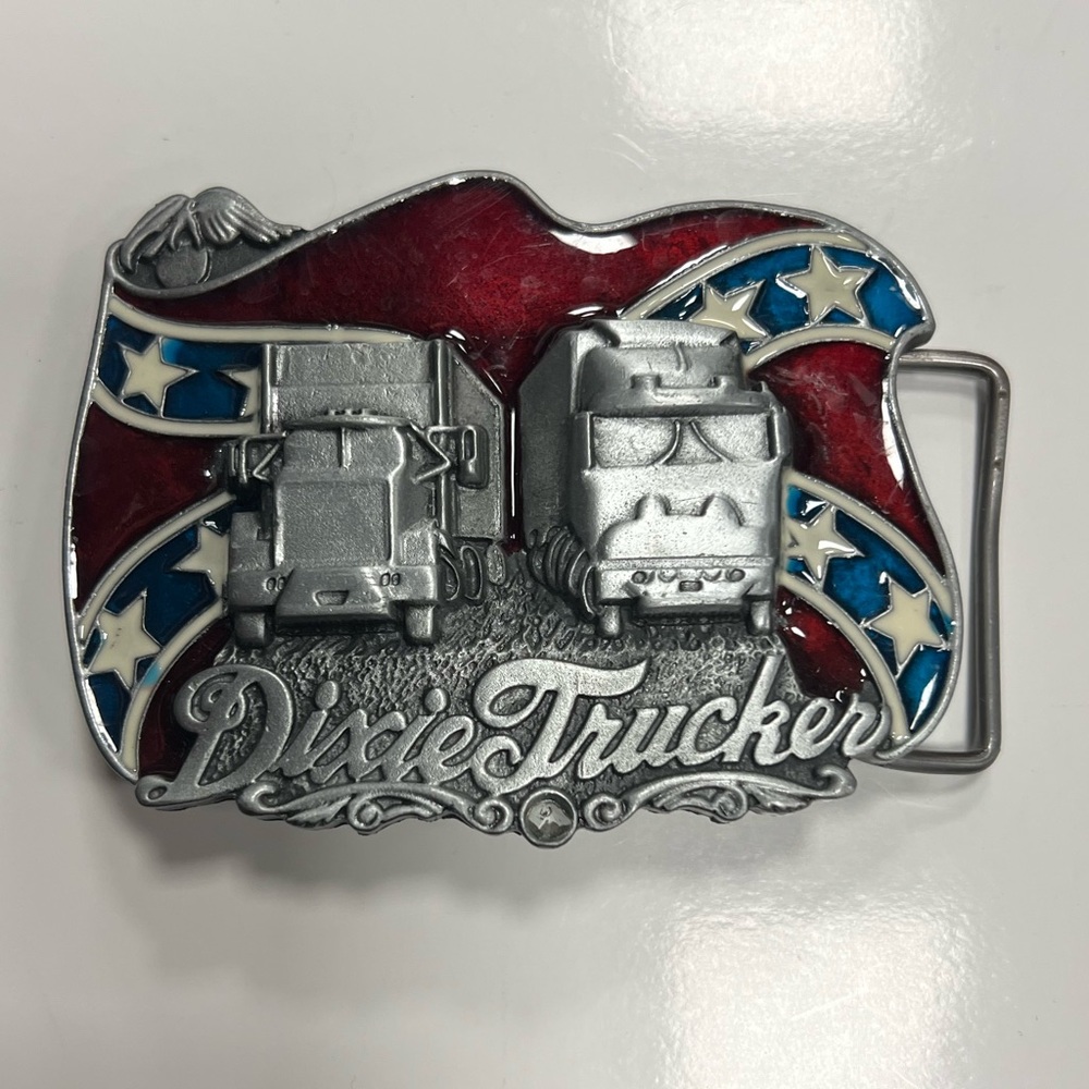 Mens Dixie Trucker Southern Confederate fashion belt buckle